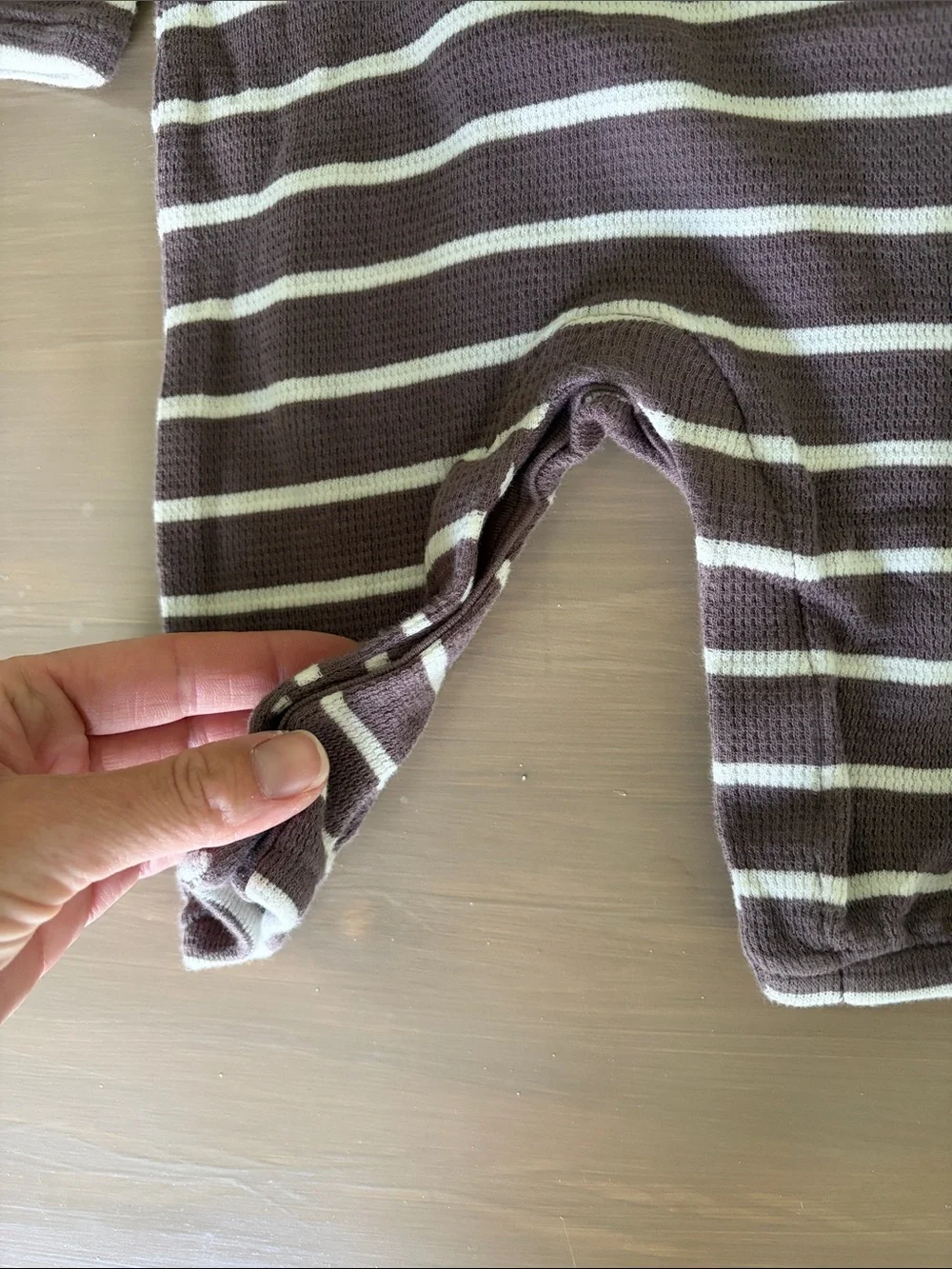 GAP Baby Striped Brown & Cream Long Sleeve Romper Size 0-3 months